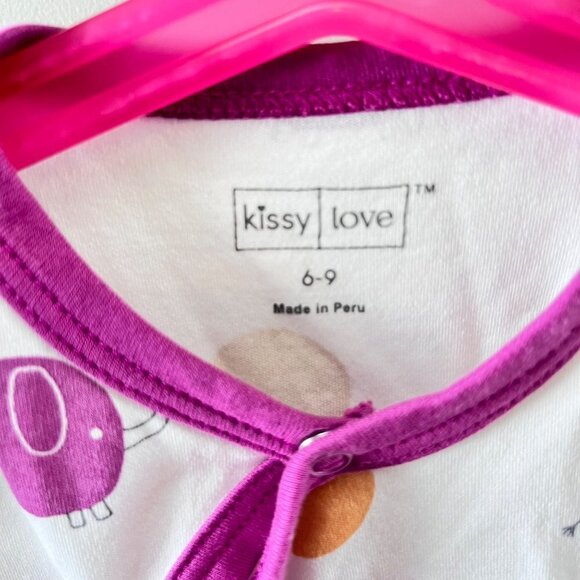 Kissy Kissy Baby Girl One Piece Dotty Elephants Footies- Size 6-9m - Picture 2 of 5